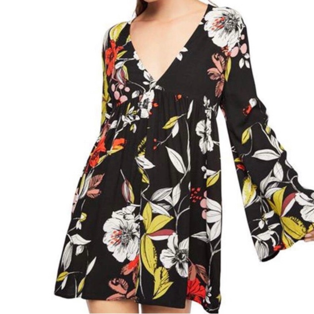 NWT - Free People Bella Floral-Print Tunic Mini Dress